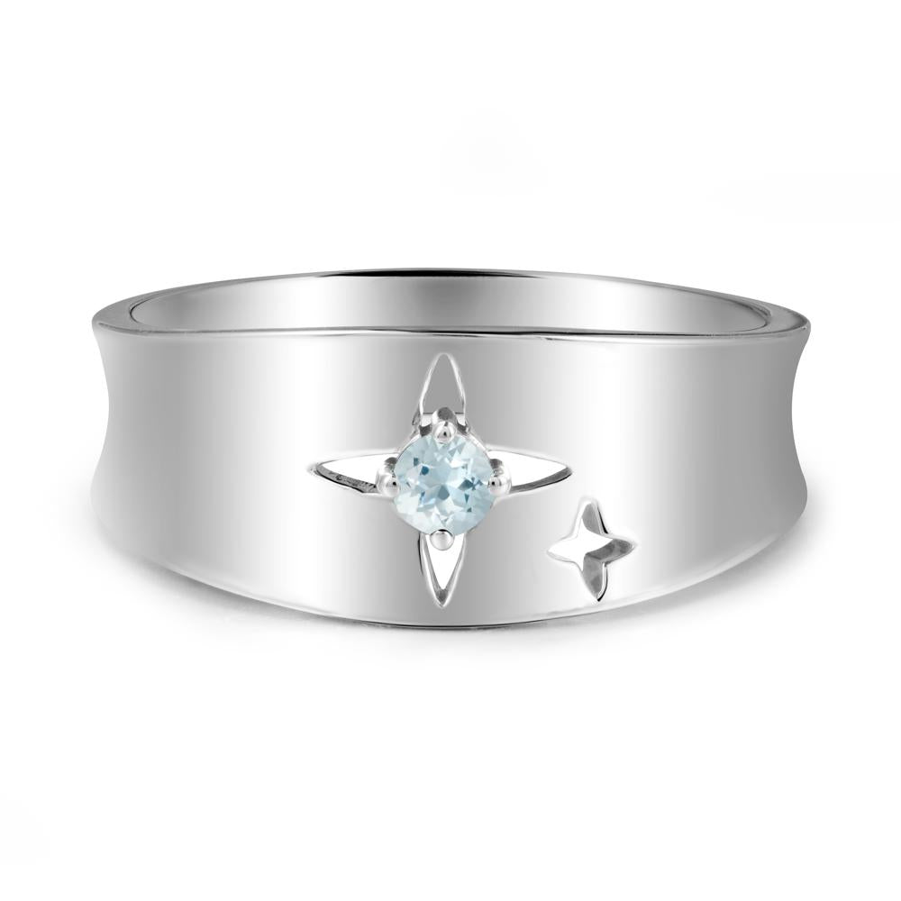 Aquamarine Four Point Star Ring - LUO Jewelry #metal_18k white gold