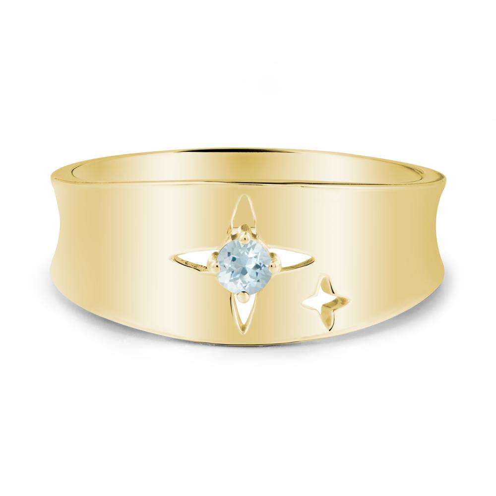 Aquamarine Four Point Star Ring - LUO Jewelry #metal_18k yellow gold