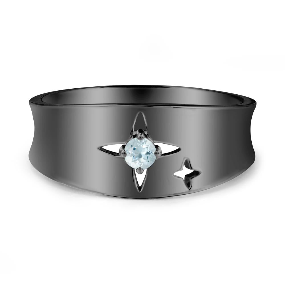Aquamarine Four Point Star Ring - LUO Jewelry #metal_black finish sterling silver