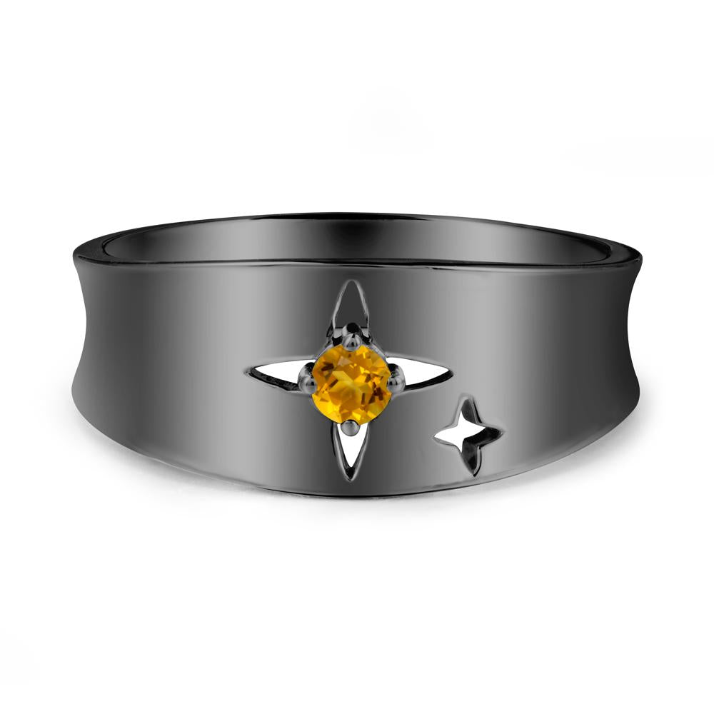 Four Point Star Citrine Ring - LUO Jewelry #metal_black finish sterling silver