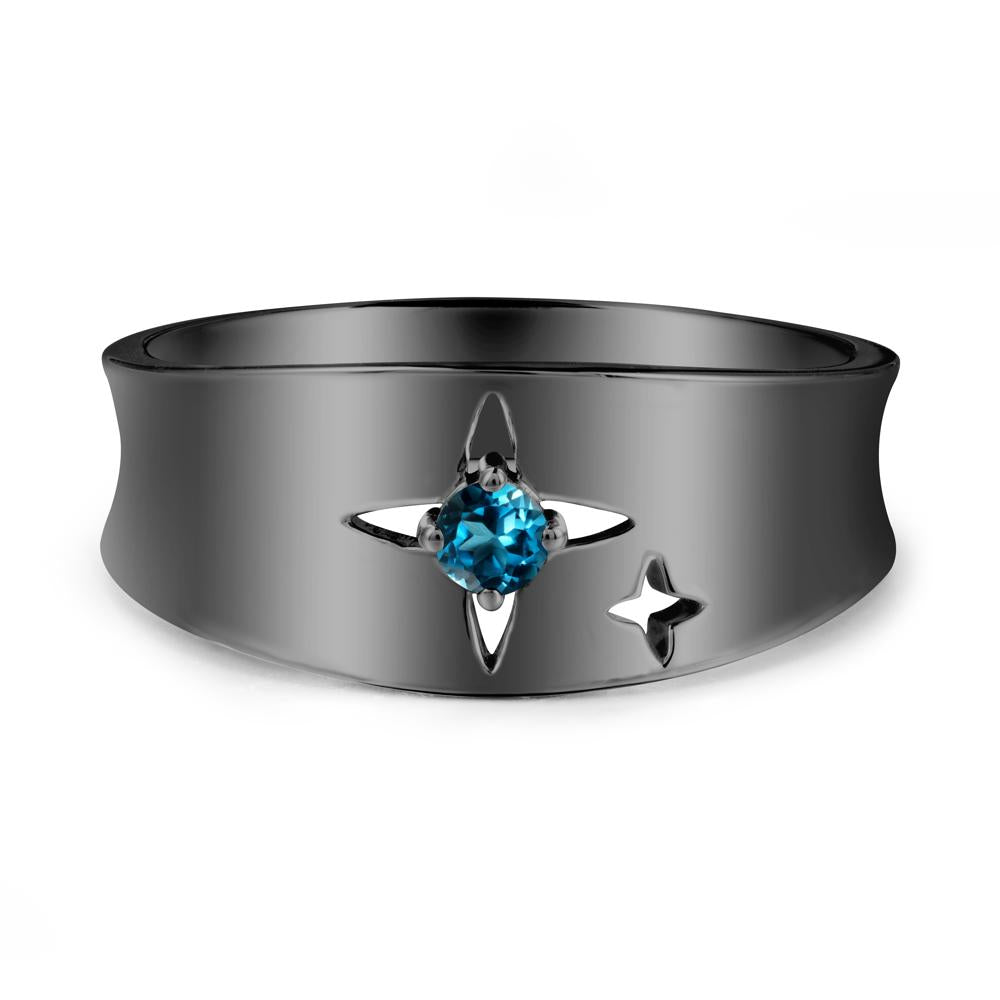 London Blue Topaz Four Point Star Ring - LUO Jewelry #metal_black finish sterling silver