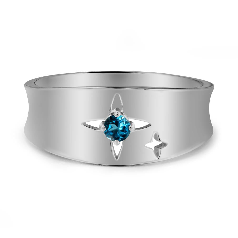 London Blue Topaz Four Point Star Ring - LUO Jewelry #metal_platinum