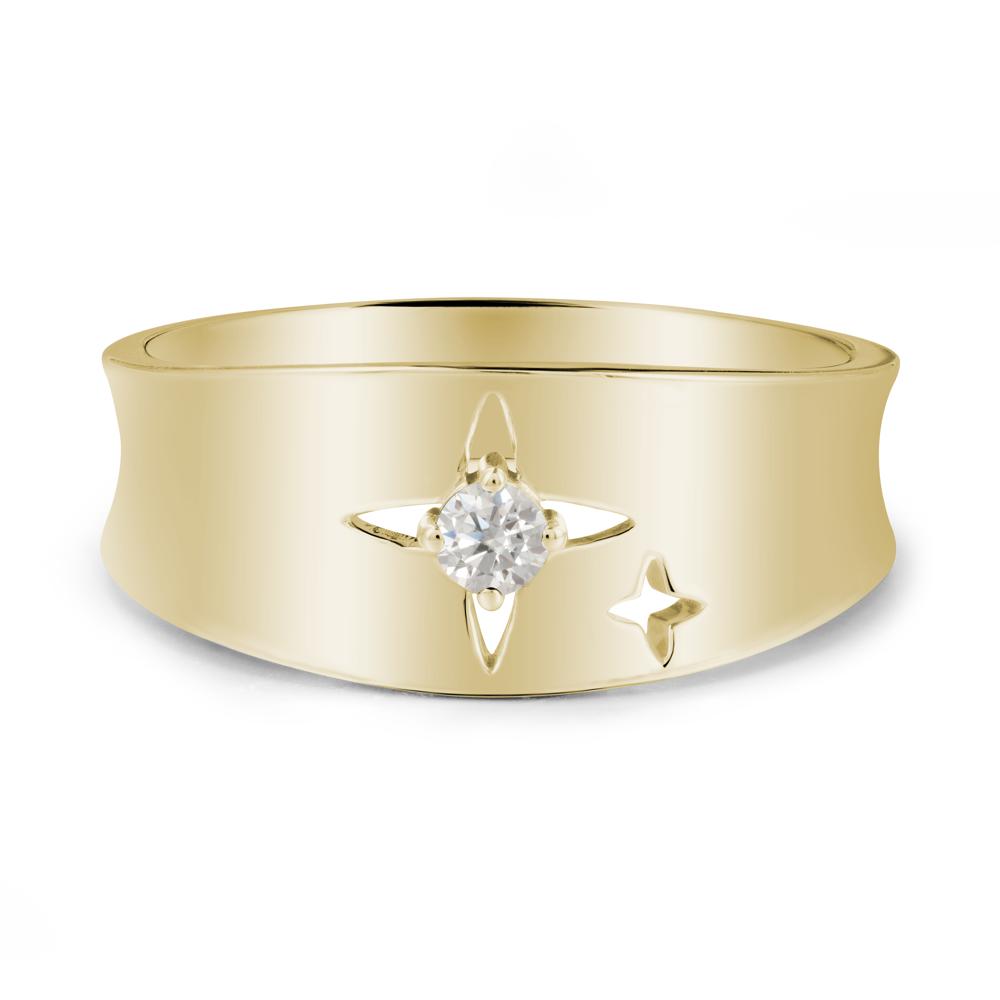 Wide Band Four Point Star Moissanite Ring - LUO Jewelry #metal_14k yellow gold