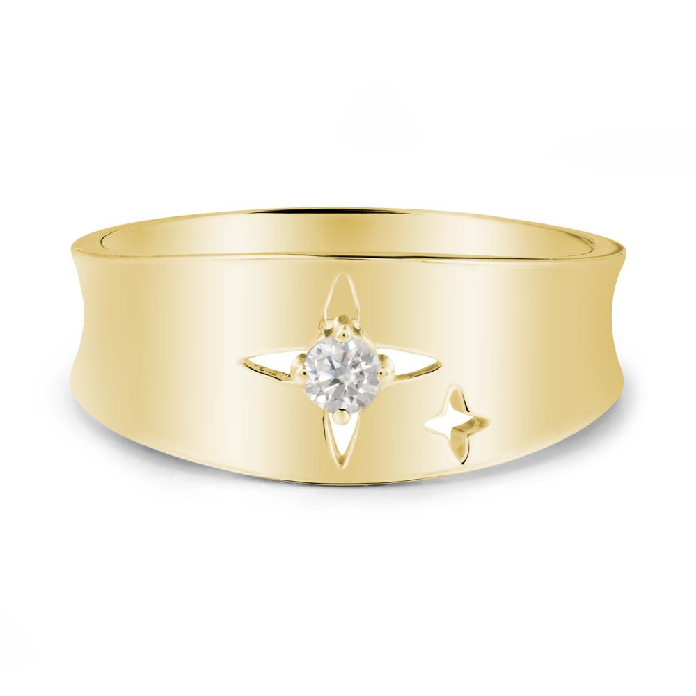 Wide Band Four Point Star Moissanite Ring - LUO Jewelry #metal_18k yellow gold