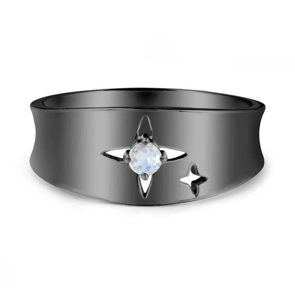 Four Point Star Moonstone Ring - LUO Jewelry #metal_black finish sterling silver