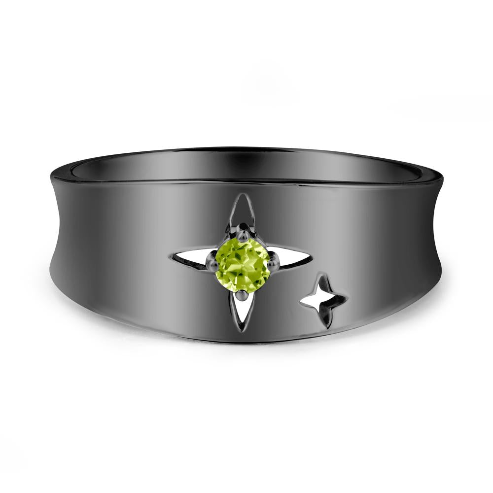 Peridot Four Point Star Ring - LUO Jewelry #metal_black finish sterling silver