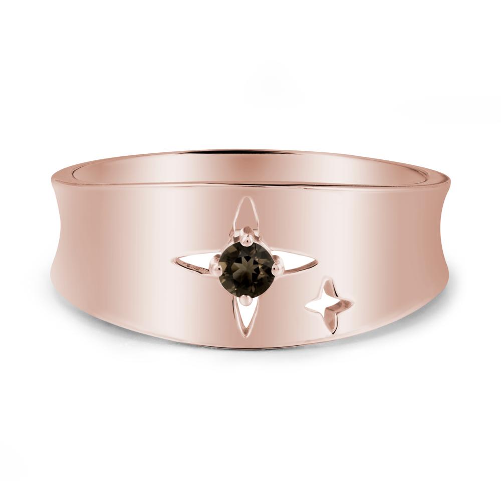 Smoky Quartz Four Point Star Ring - LUO Jewelry #metal_14k rose gold