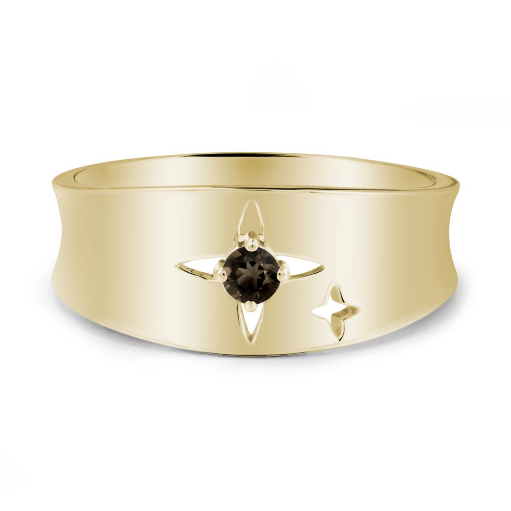 Smoky Quartz Four Point Star Ring - LUO Jewelry #metal_14k yellow gold