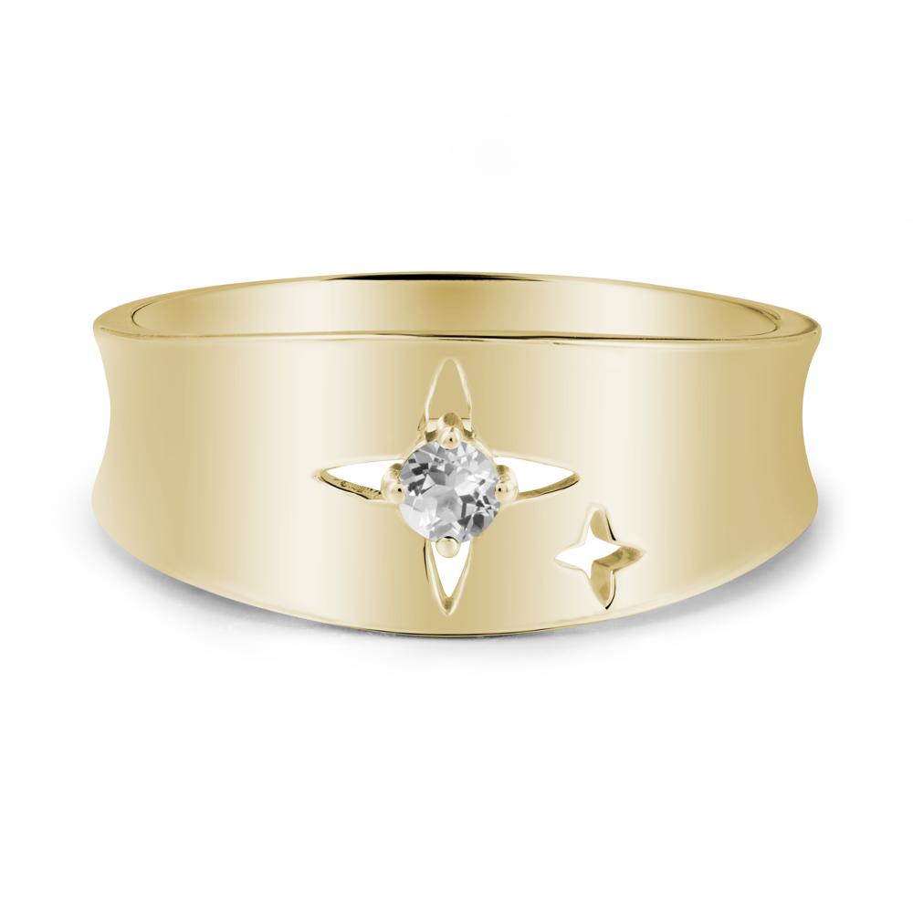 White Topaz Four Point Star Ring - LUO Jewelry #metal_14k yellow gold