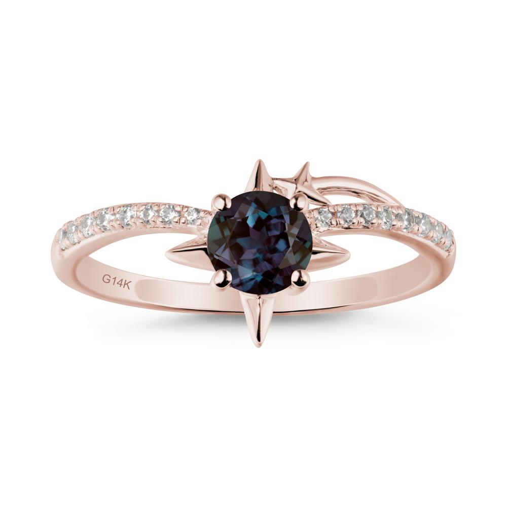 Simple Four Point Star Alexandrite Ring - LUO Jewelry #metal_14k rose gold