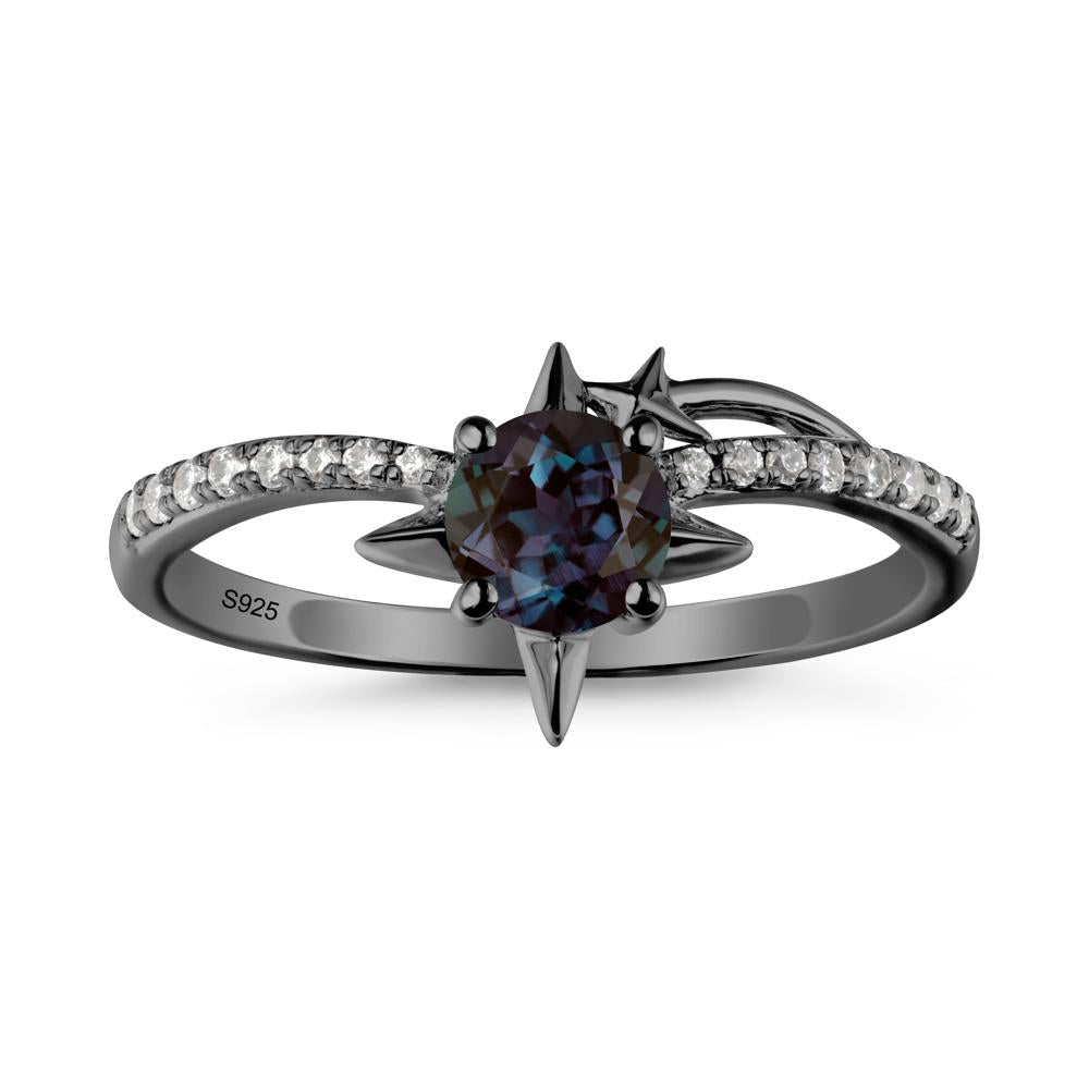 Simple Four Point Star Alexandrite Ring - LUO Jewelry #metal_black finish sterling silver