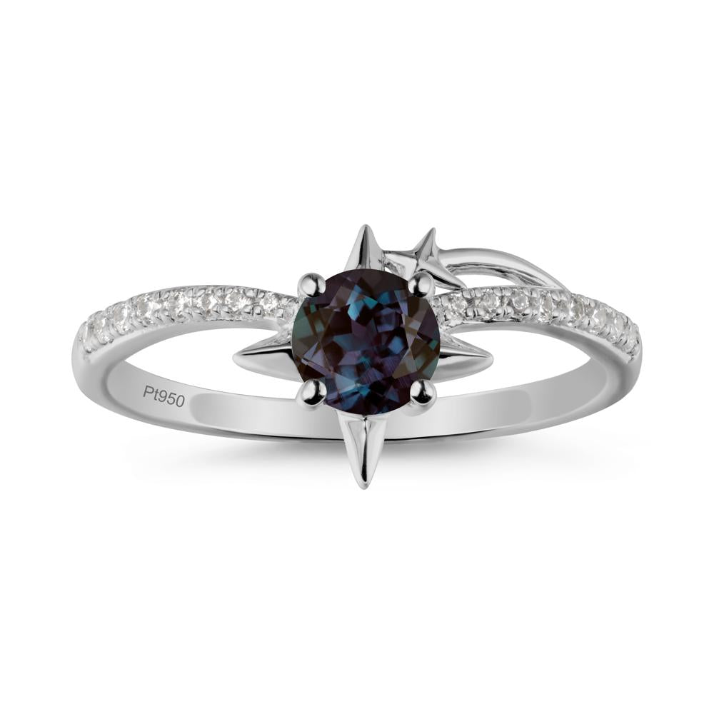Simple Four Point Star Alexandrite Ring - LUO Jewelry #metal_platinum