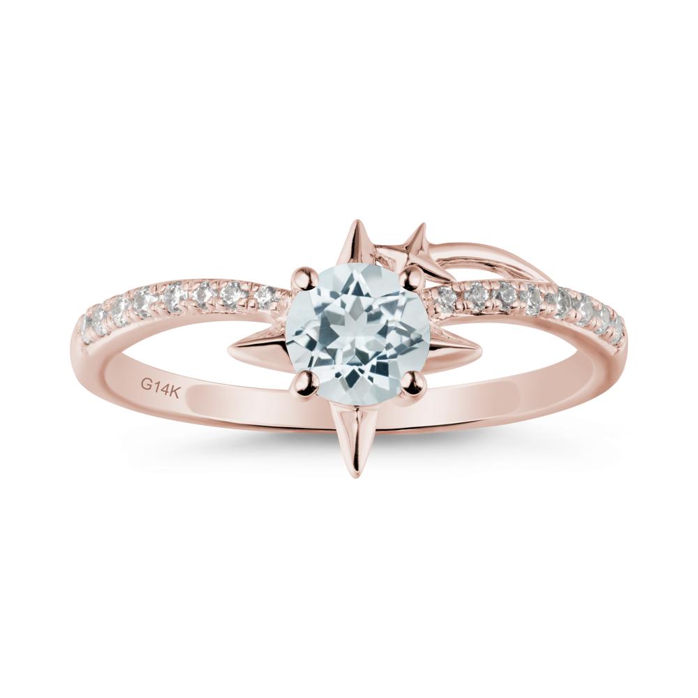 Simple Four Point Star Aquamarine Ring - LUO Jewelry #metal_14k rose gold