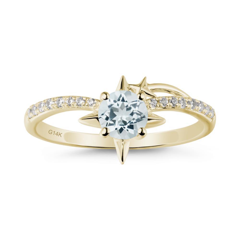 Simple Four Point Star Aquamarine Ring - LUO Jewelry #metal_14k yellow gold