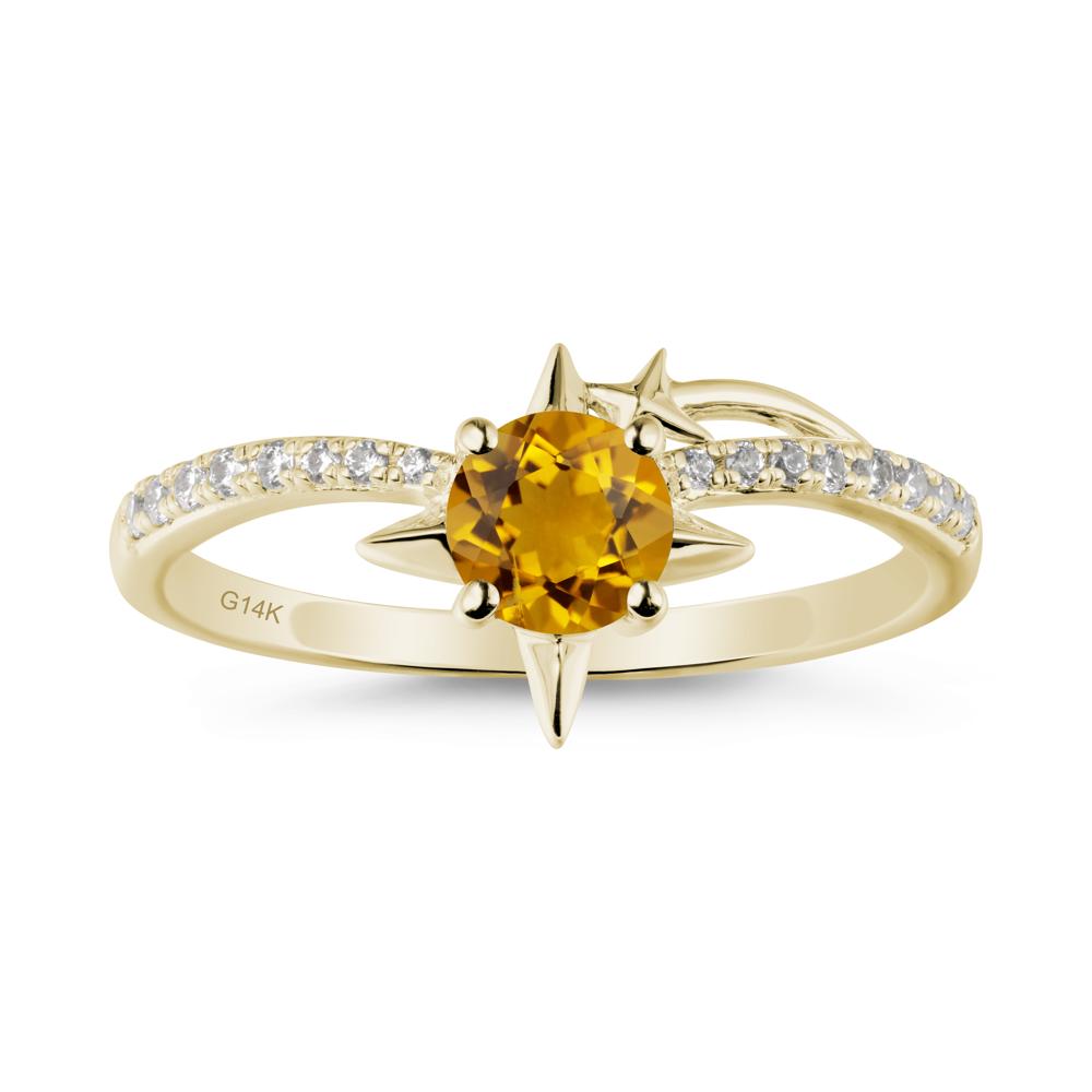 Simple Four Point Star Citrine Ring - LUO Jewelry #metal_14k yellow gold