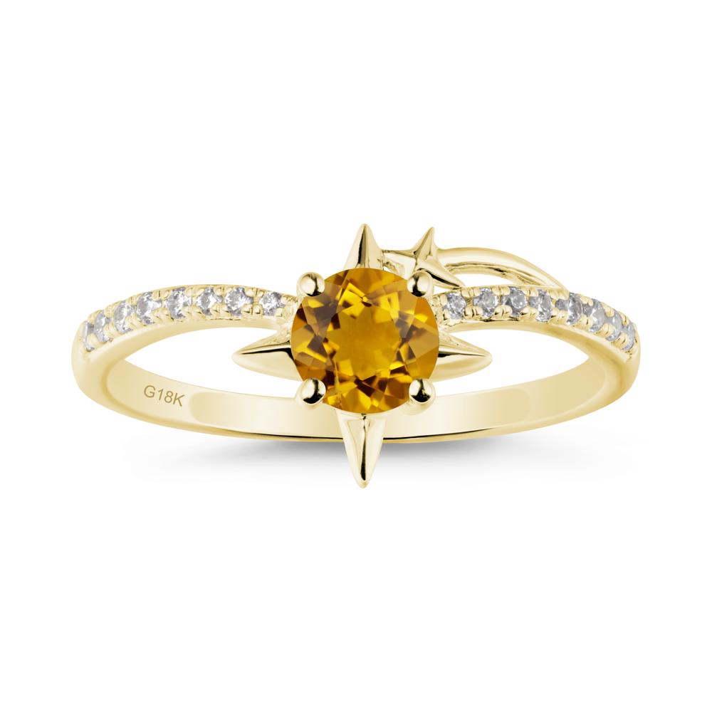 Simple Four Point Star Citrine Ring - LUO Jewelry #metal_18k yellow gold