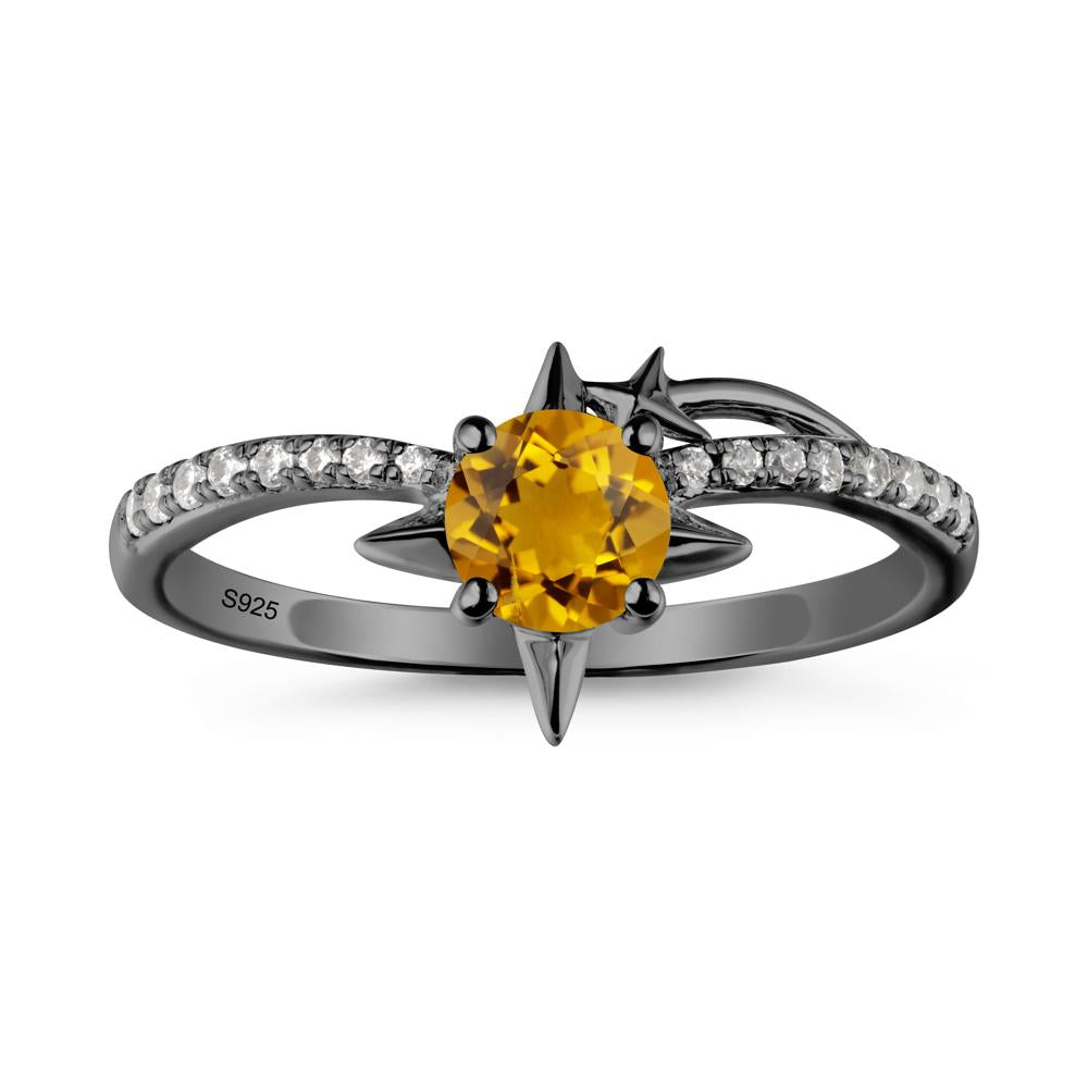 Simple Four Point Star Citrine Ring - LUO Jewelry #metal_black finish sterling silver