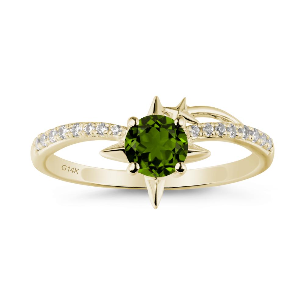 Simple Four Point Star Diopside Ring - LUO Jewelry #metal_14k yellow gold