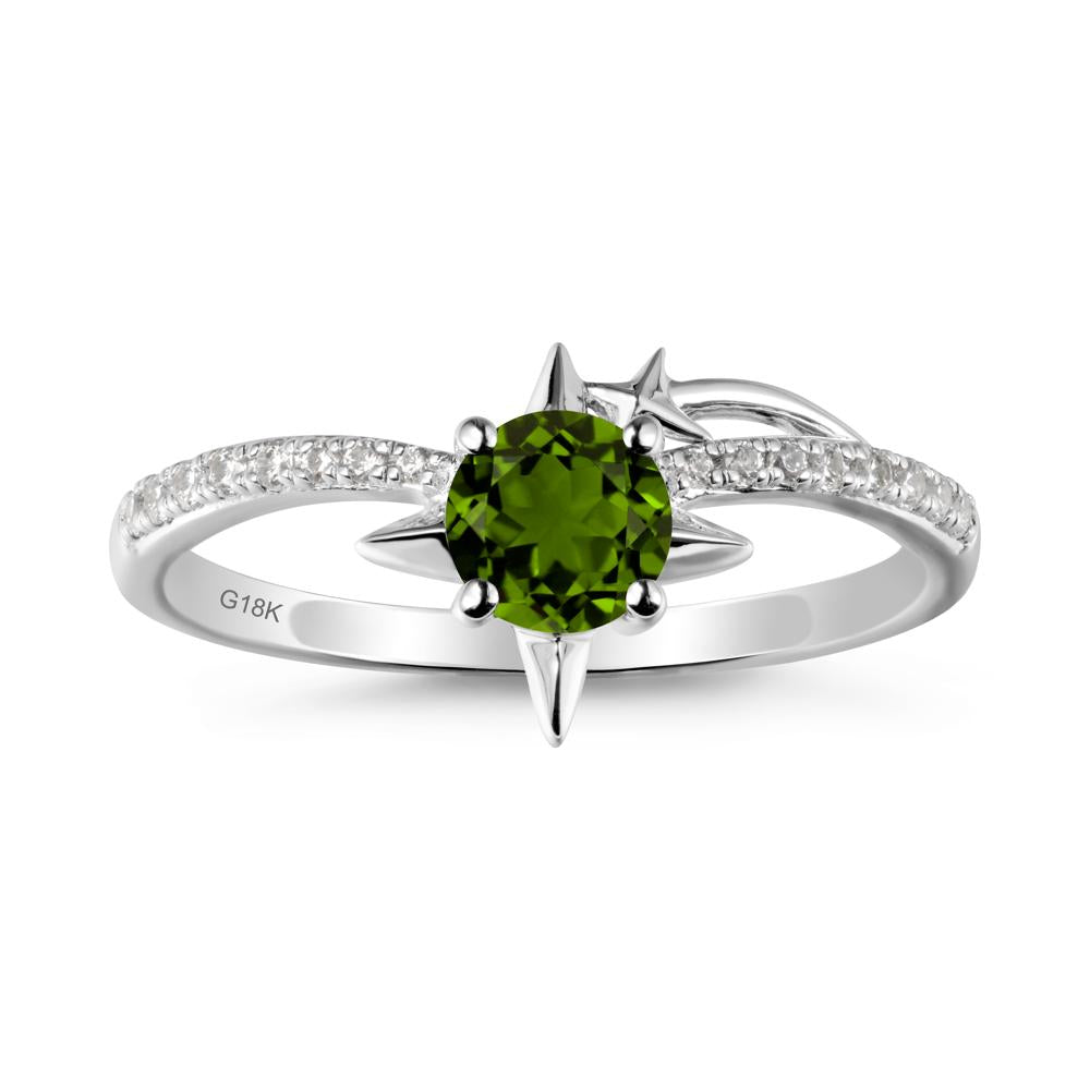 Simple Four Point Star Diopside Ring - LUO Jewelry #metal_18k white gold