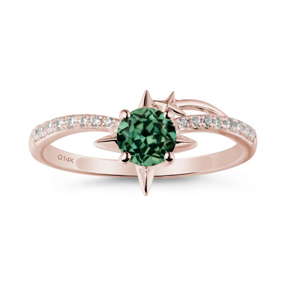 Simple Four Point Star Green Sapphire Ring - LUO Jewelry #metal_14k rose gold