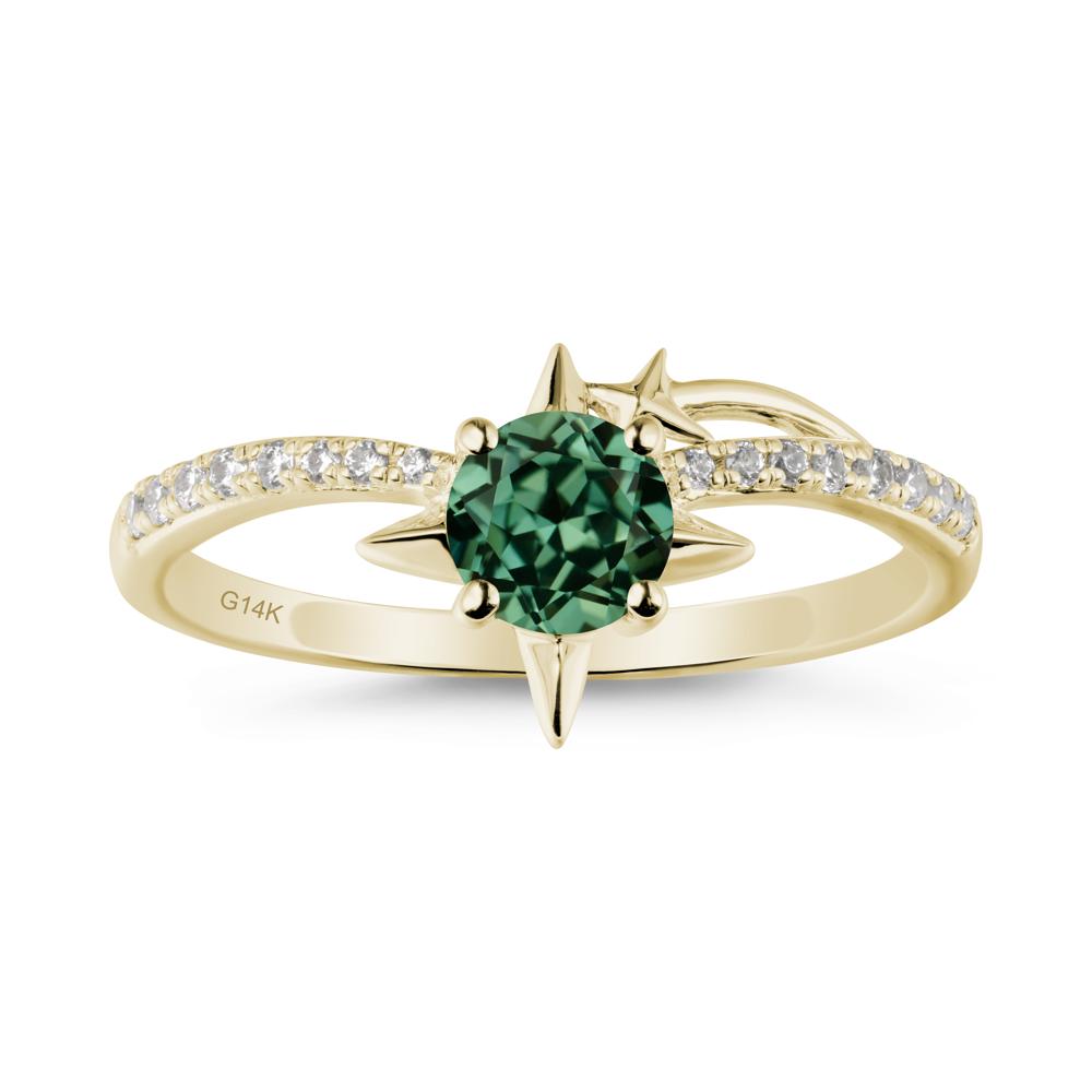 Simple Four Point Star Green Sapphire Ring - LUO Jewelry #metal_14k yellow gold