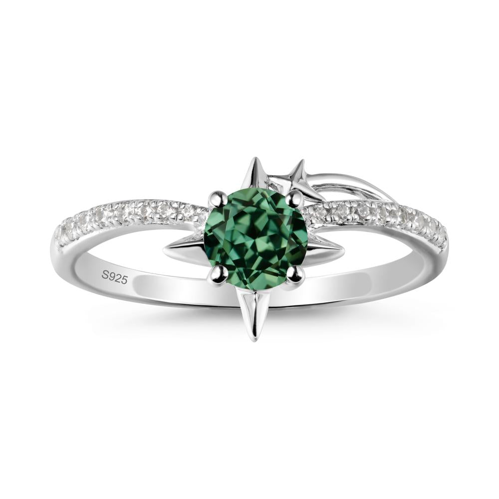 Simple Four Point Star Green Sapphire Ring - LUO Jewelry #metal_sterling silver