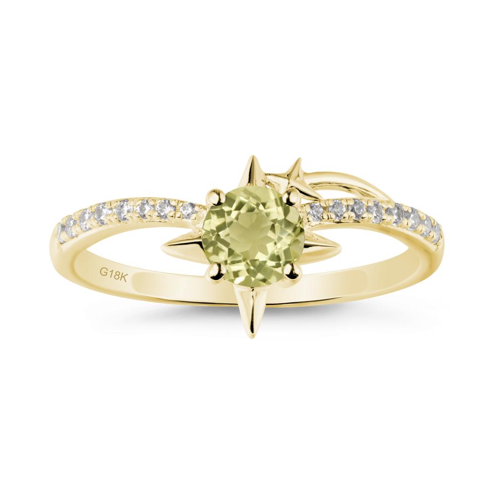 Round Lemon Quartz Four Point Star Ring - LUO Jewelry #metal_18k yellow gold