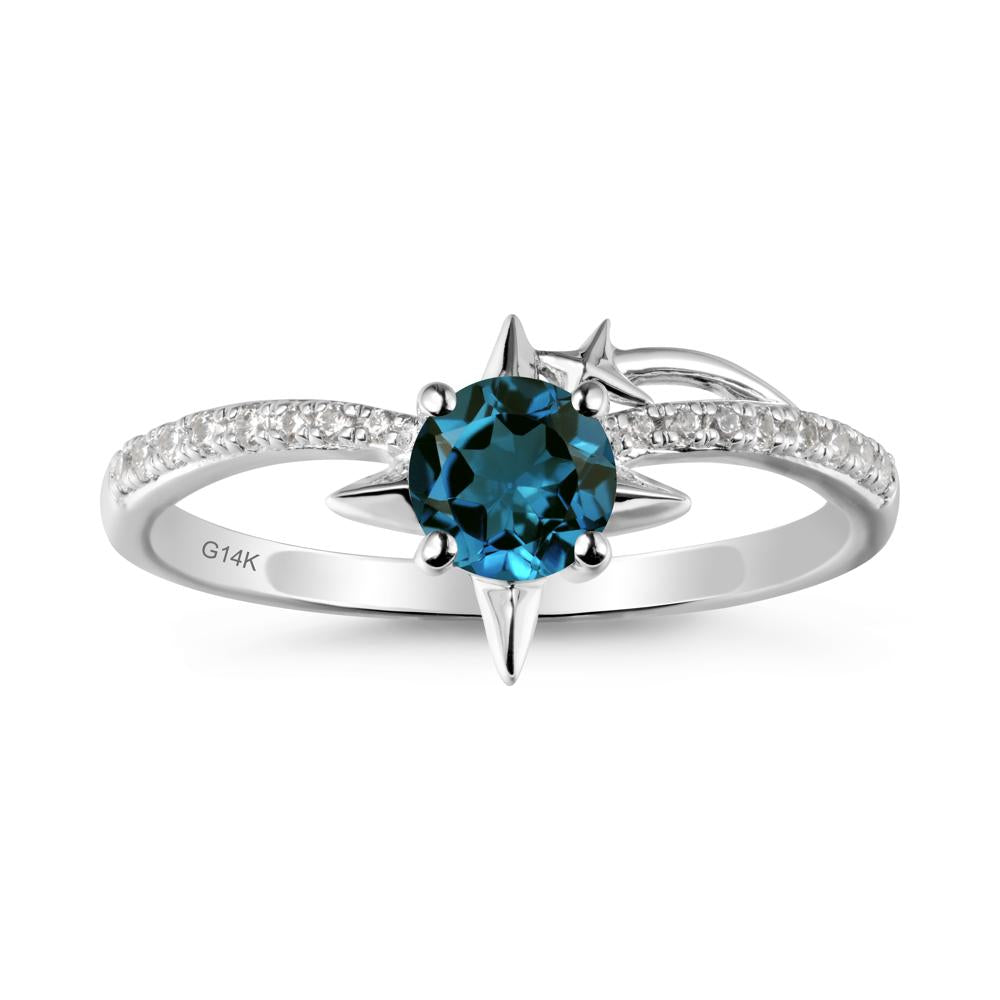 Simple Four Point Star London Blue Topaz Ring - LUO Jewelry #metal_14k white gold