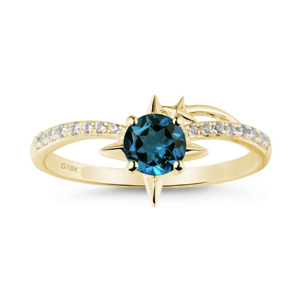 Simple Four Point Star London Blue Topaz Ring - LUO Jewelry #metal_18k yellow gold