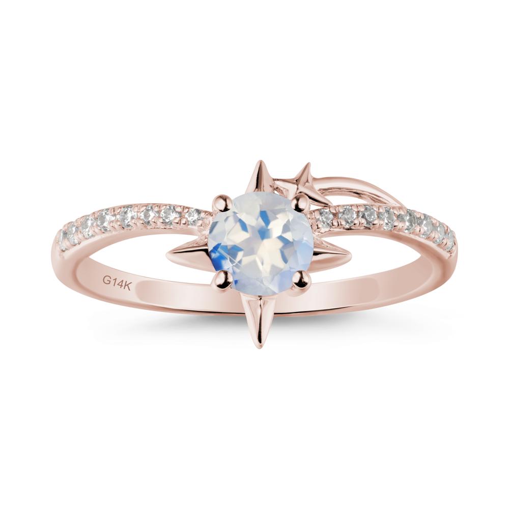 Simple Four Point Star Moonstone Ring - LUO Jewelry #metal_14k rose gold