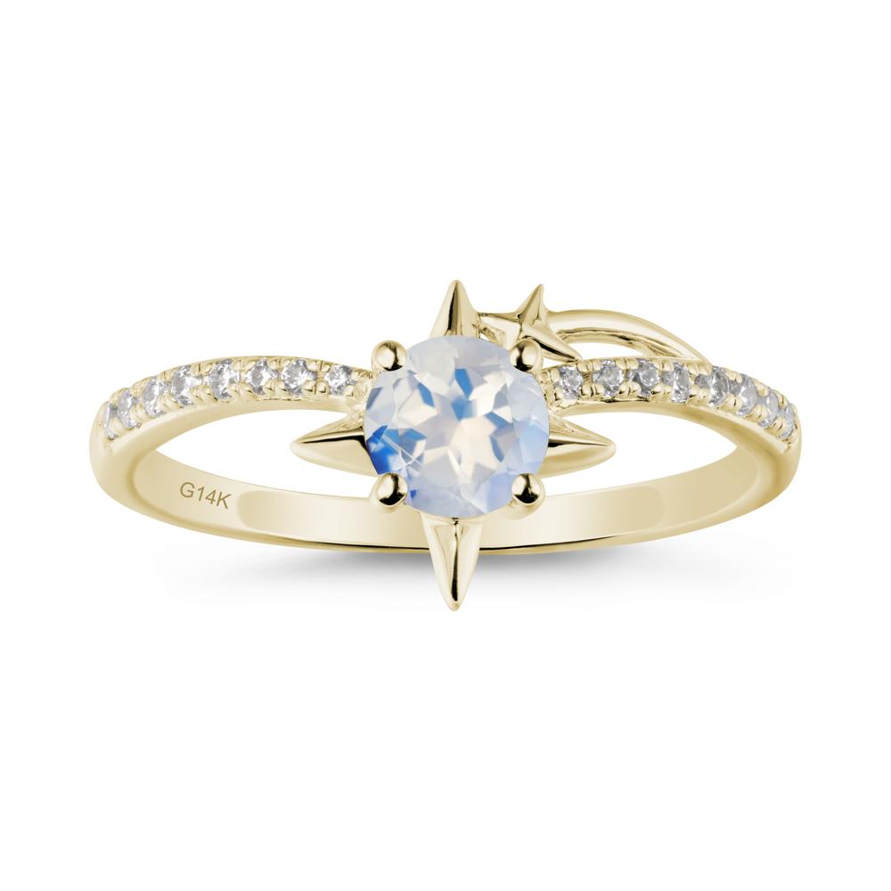 Simple Four Point Star Moonstone Ring - LUO Jewelry #metal_14k yellow gold