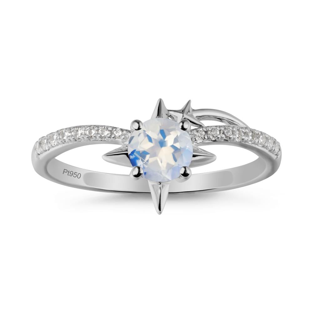 Simple Four Point Star Moonstone Ring - LUO Jewelry #metal_platinum