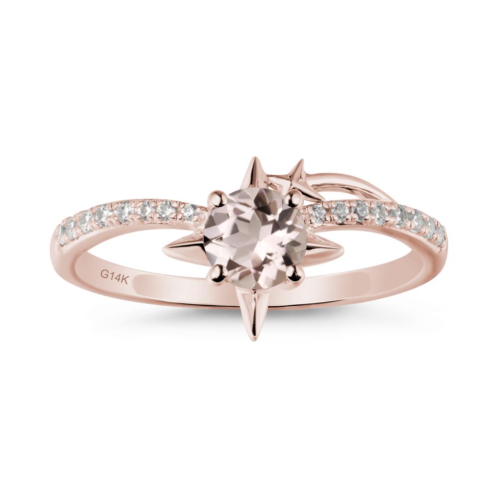 Round Morganite Four Point Star Ring - LUO Jewelry #metal_14k rose gold