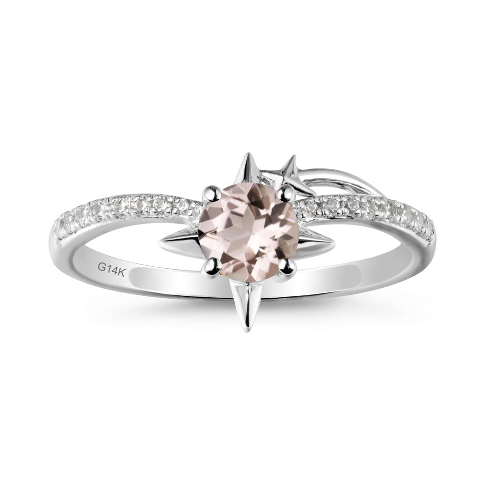 Round Morganite Four Point Star Ring - LUO Jewelry #metal_14k white gold