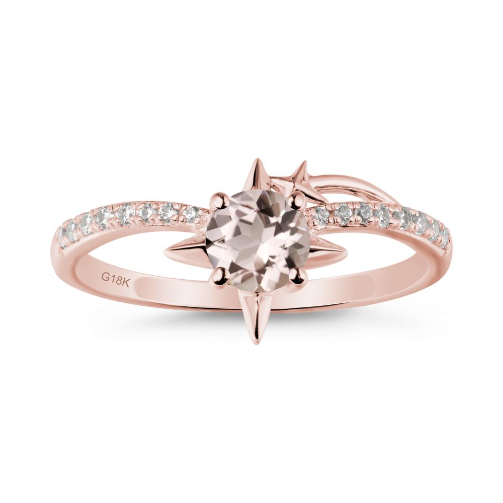 Round Morganite Four Point Star Ring - LUO Jewelry #metal_18k rose gold