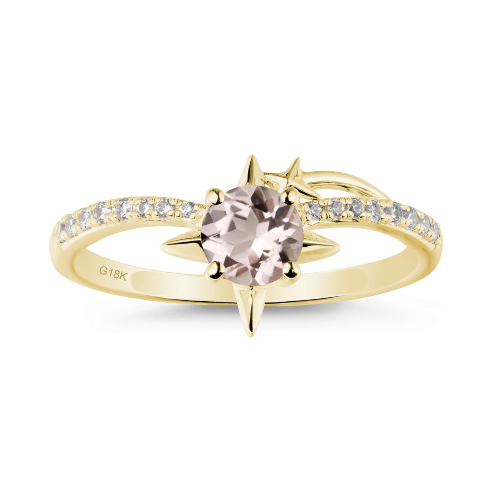 Round Morganite Four Point Star Ring - LUO Jewelry #metal_18k yellow gold