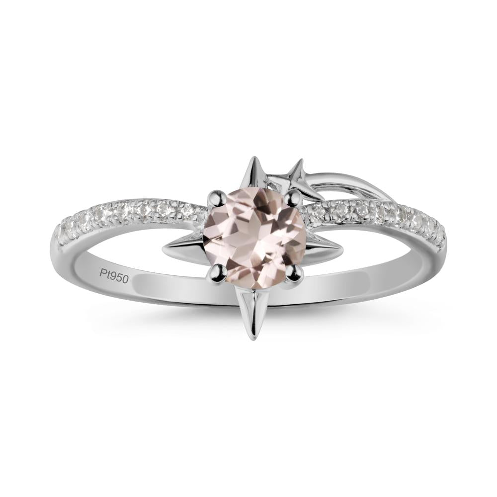 Round Morganite Four Point Star Ring - LUO Jewelry #metal_platinum