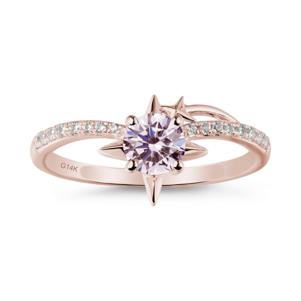 Round Pink Cubic Zirconia Four Point Star Ring - LUO Jewelry #metal_14k rose gold