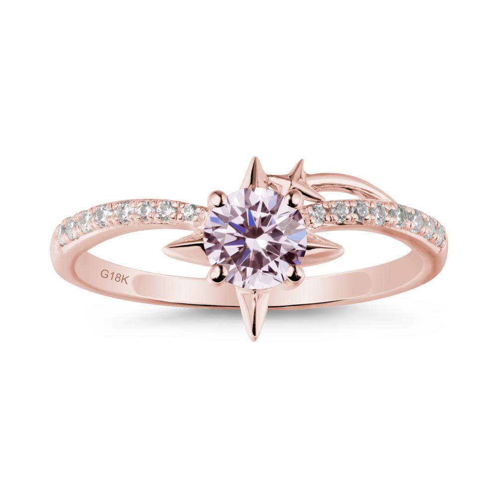 Round Pink Cubic Zirconia Four Point Star Ring - LUO Jewelry #metal_18k rose gold