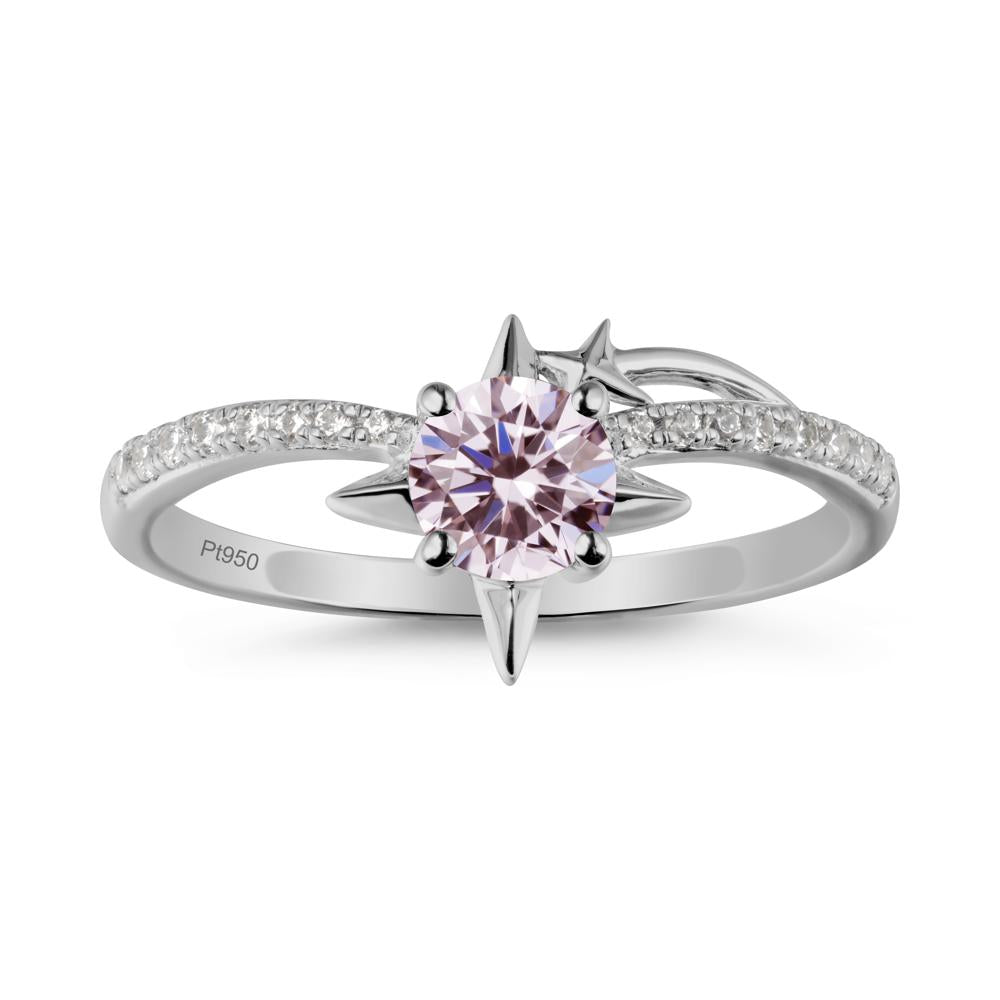 Round Pink Cubic Zirconia Four Point Star Ring - LUO Jewelry #metal_platinum