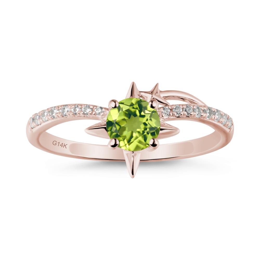 Simple Four Point Star Peridot Ring - LUO Jewelry #metal_14k rose gold