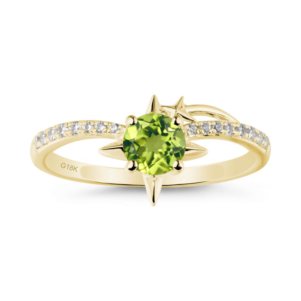 Simple Four Point Star Peridot Ring - LUO Jewelry #metal_18k yellow gold