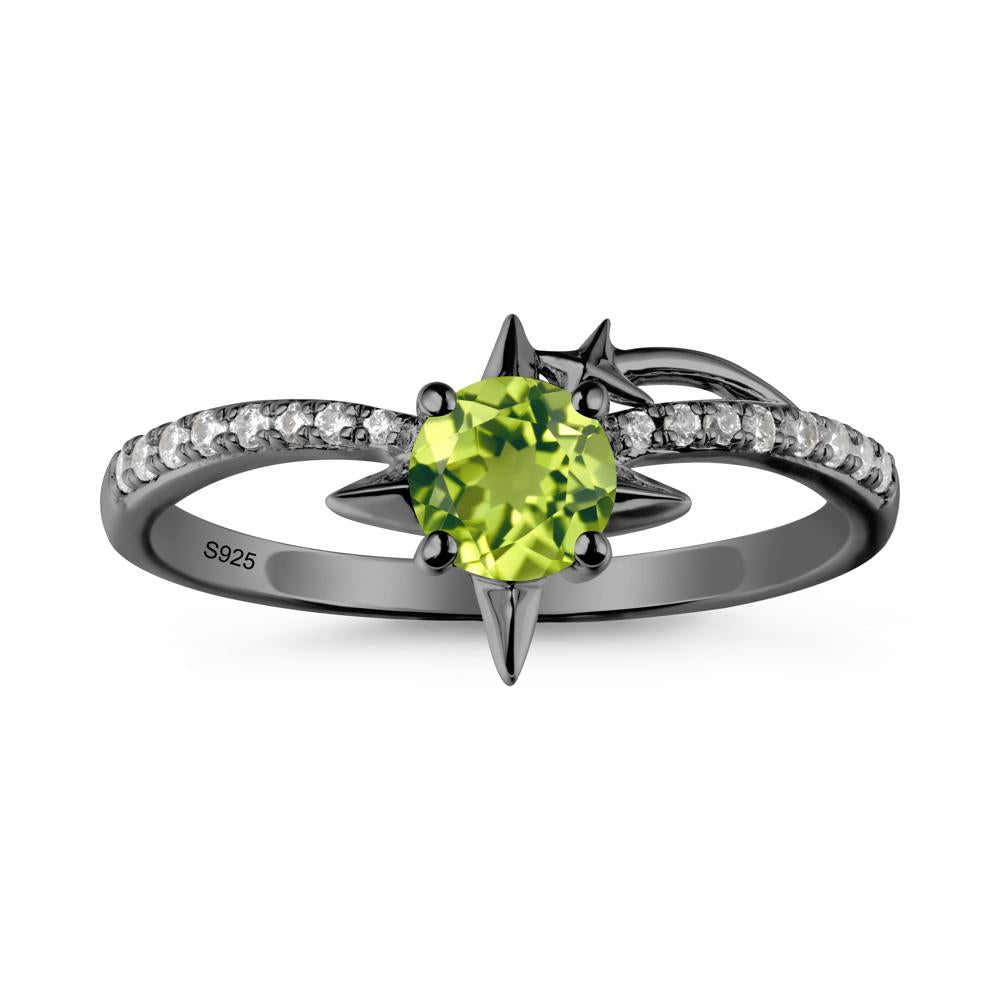 Simple Four Point Star Peridot Ring - LUO Jewelry #metal_black finish sterling silver