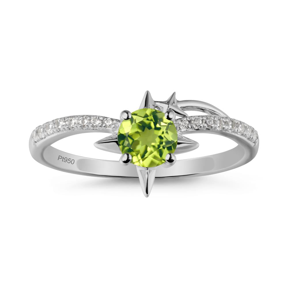Simple Four Point Star Peridot Ring - LUO Jewelry #metal_platinum