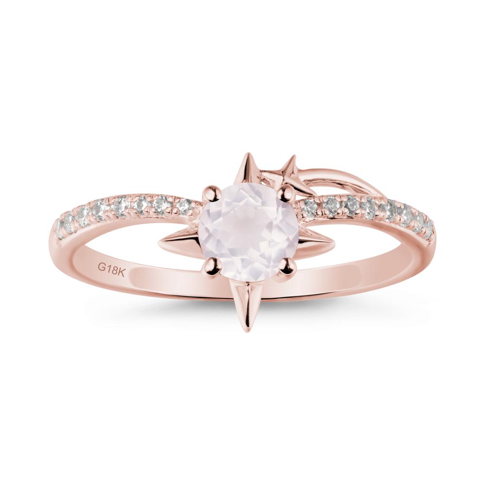 Round Rose Quartz Four Point Star Ring - LUO Jewelry #metal_18k rose gold
