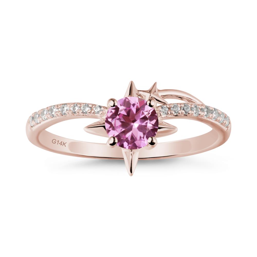 Simple Four Point Star Pink Sapphire Ring - LUO Jewelry #metal_14k rose gold