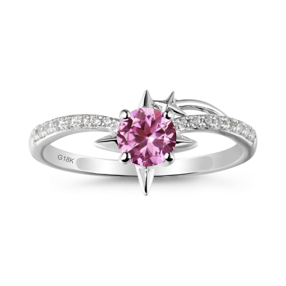 Simple Four Point Star Pink Sapphire Ring - LUO Jewelry #metal_18k white gold