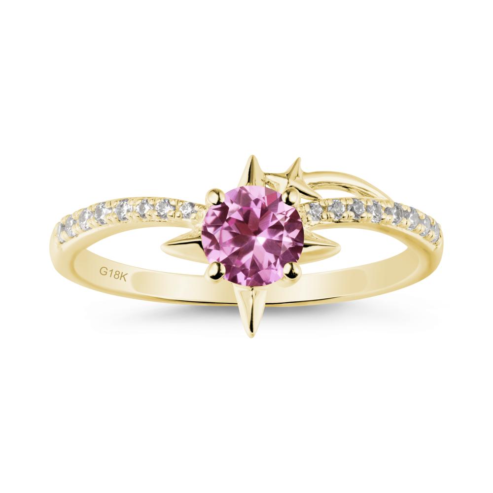 Simple Four Point Star Pink Sapphire Ring - LUO Jewelry #metal_18k yellow gold