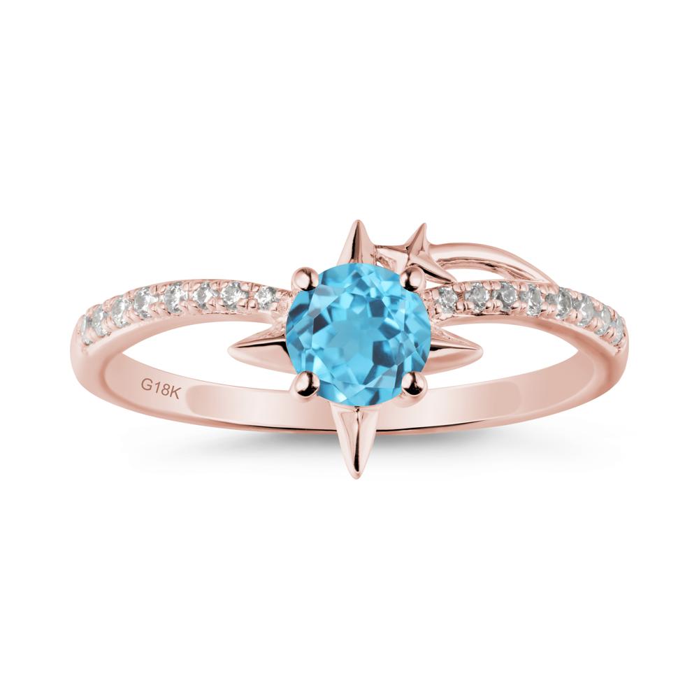 Simple Four Point Star Swiss Blue Topaz Ring - LUO Jewelry #metal_18k rose gold