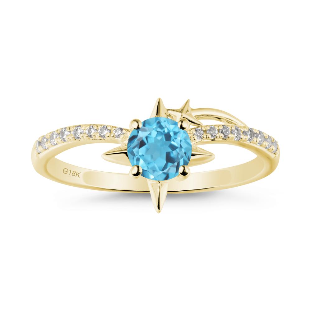 Simple Four Point Star Swiss Blue Topaz Ring - LUO Jewelry #metal_18k yellow gold